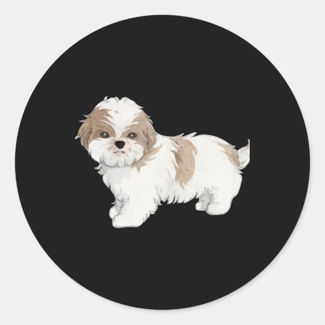 Niedlich Shih Tzu Puppy Runder Aufkleber (Vorderseite)