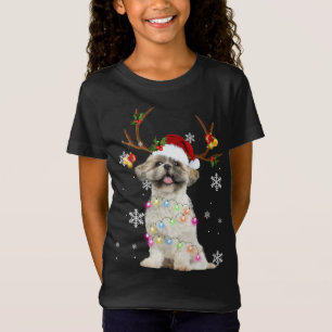 Niedlich Shih Tzu Weihnachts-Rentierleuchten T-Shirt