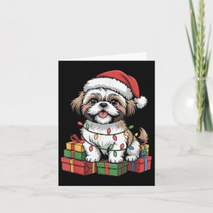 Niedlich Shih Tzu Weihnachtsmannmütze Weihnachten  Karte