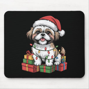 Niedlich Shih Tzu Weihnachtsmannmütze Weihnachten Mousepad