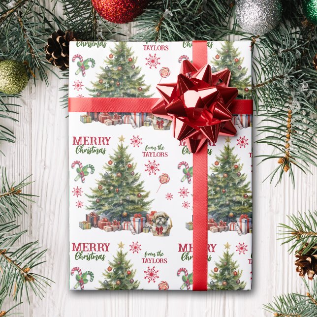 Niedlich Shih Tzu Welpe unter dem Weihnachtsbaum Geschenkpapier (Von Creator hochgeladen)