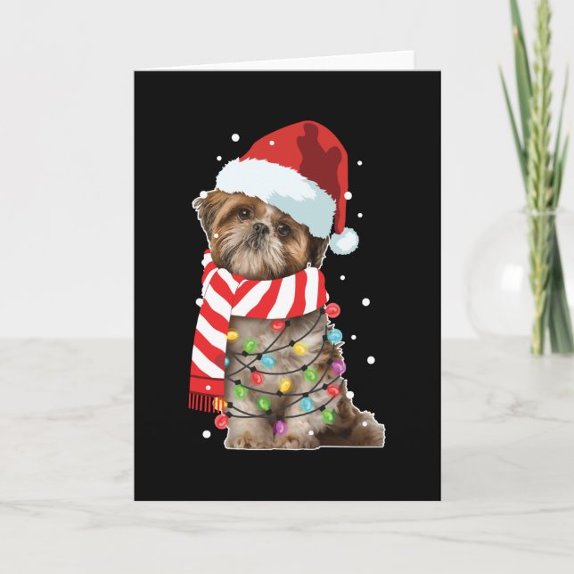 Niedlich Shitzu Dog Lover Funny Xmas Weihnachtsges Karte (Vorderseite)