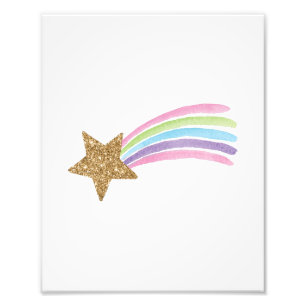 Niedlich Shooting Star Gold Glitzer Rainbow Baby K Fotodruck