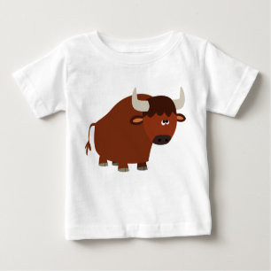Niedlich Shy Cartoon Bull Baby T - Shirt
