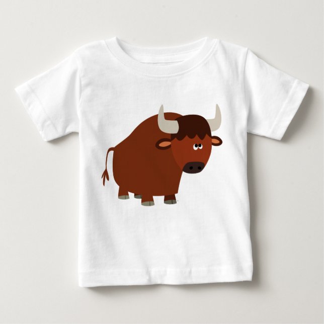 Niedlich Shy Cartoon Bull Baby T - Shirt (Vorderseite)