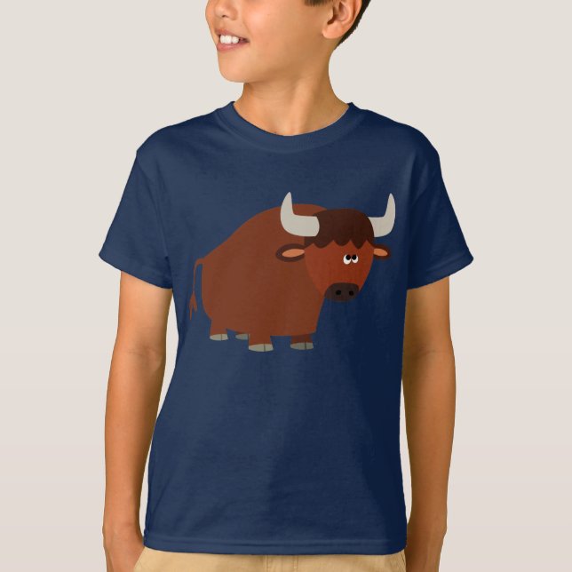 Niedlich Shy Cartoon Bull Children T - Shirt (Vorderseite)