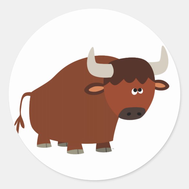 Niedlich Shy Cartoon Bull Sticker (Vorderseite)