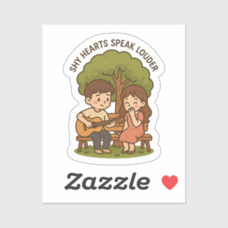Niedlich Shy Liebe Guitar Couple Aufkleber