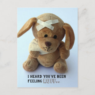 Niedlich Sick Teddy Dog gut Postkarte