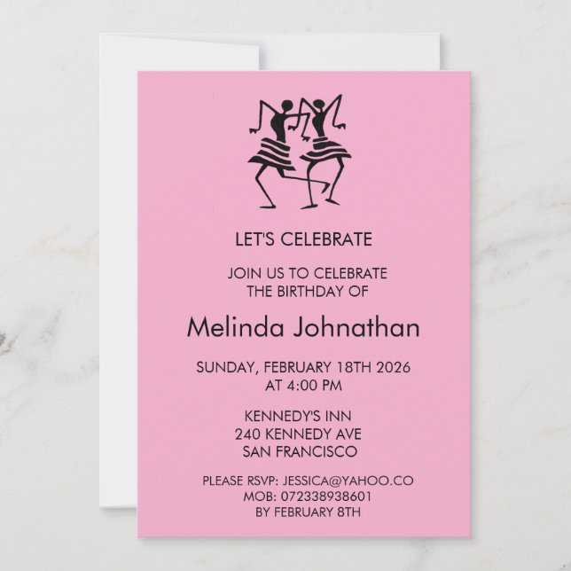 Niedlich, Silhouette-Feier, Einladung zum Geburtst (Vorderseite)