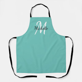 Niedlich Simple Blue Monogram Name + Initial Schürze