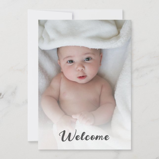 Niedlich Simple Hello Baby Custom Foto Neugeborene Ankündigung (Vorderseite)