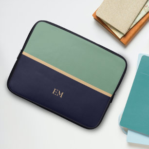 Niedlich Simple Initial Monogram Blue Green Laptopschutzhülle