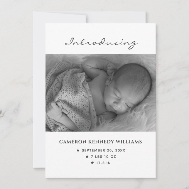 Niedlich Simple Newborn Custom Foto Hello Baby Bir Ankündigung (Vorderseite)
