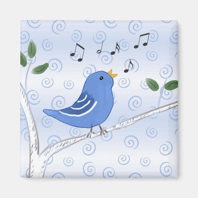 Niedlich Singing Bluebird Magnet (Vorne)
