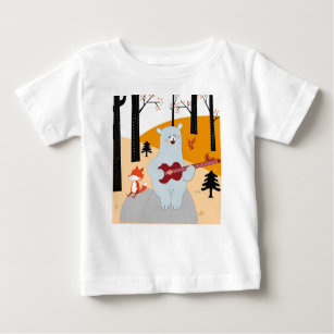 Niedlich singt ein Sommerlied Fuchs Wolf und Teddy Baby T-shirt