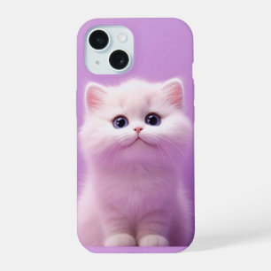 Niedlich sitzende weiße Katze iPhone 15 Hülle