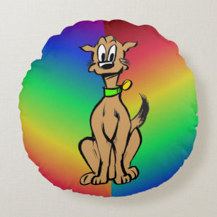 Niedlich sitzender Hund, Rainbow Kids Runder Kisse Rundes Kissen