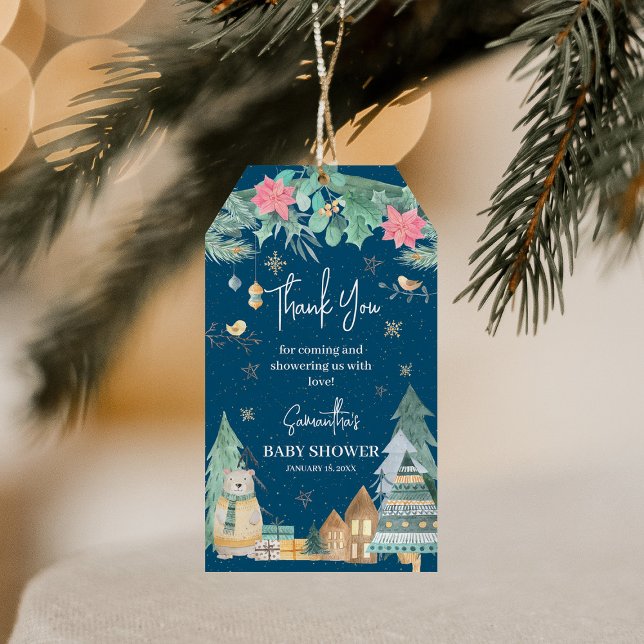 Niedlich skandinavische Winter Baby Dusche Vielen  Geschenkanhänger (Von Creator hochgeladen)