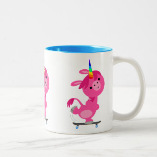Niedlich Skateboarding Cartoon Unicorn Zweifarbige Tasse