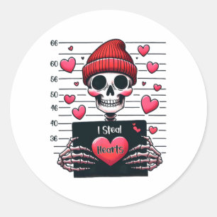 Niedlich Skeleton Mugshot I Stearts Skeleton Vale Runder Aufkleber