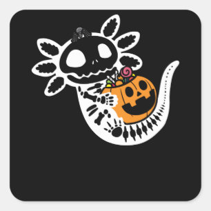 Niedlich Skelett Halloween Axolotl Quadratischer Aufkleber