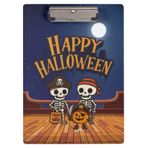 niedlich, Skelette und KürbisHalloween Klemmbrett