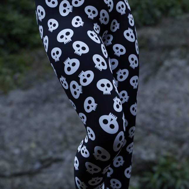 Niedlich Skull Pattern Goth Halloween Leggings (Cute skull pattern leggings perfect for Halloween fun!)