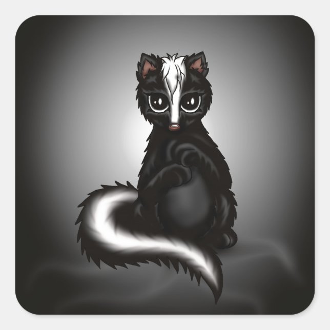 niedlich Skunk Quadratischer Aufkleber (Vorderseite)