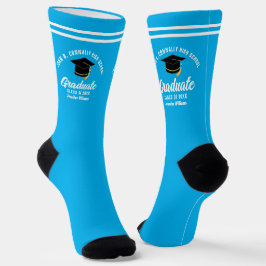 Niedlich Sky Blue Graduate Custom Abschluss Socken
