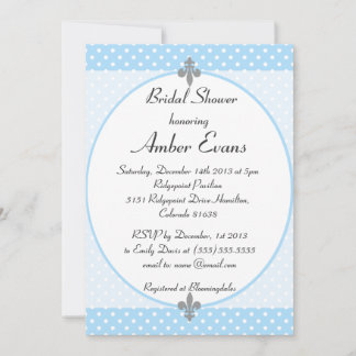Niedlich Sky Blue Polka Dots Bridal Dusche Einladu Einladung