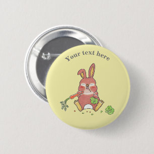 Niedlich Sleepy Bunny Rabbit Yellow Button