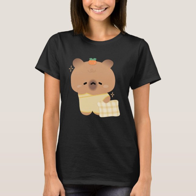 Niedlich Sleepy Capybara T-Shirt (Vorderseite)