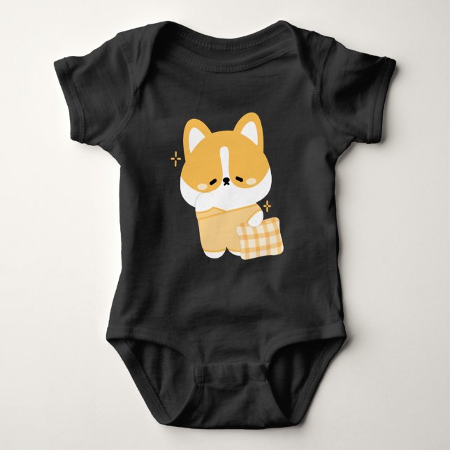Niedlich Sleepy Corgi Baby Strampler (Vorderseite)