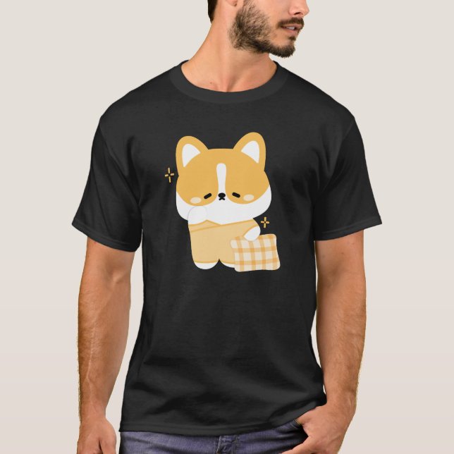 Niedlich Sleepy Corgi T-Shirt (Vorderseite)