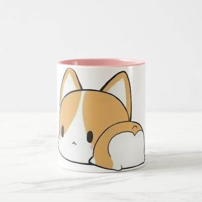 Niedlich Sleepy Corgi Tasse - 2 Tone (Mittel)