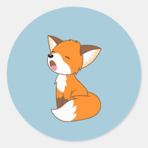 Niedlich Sleepy Little Fox auf Blue Runder Aufkleber