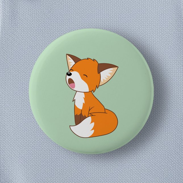 Niedlich Sleepy Little Fox Button (Von Creator hochgeladen)