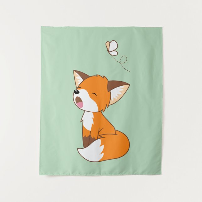 Niedlich Sleepy Little Fox Wandteppich (Vorderseite)