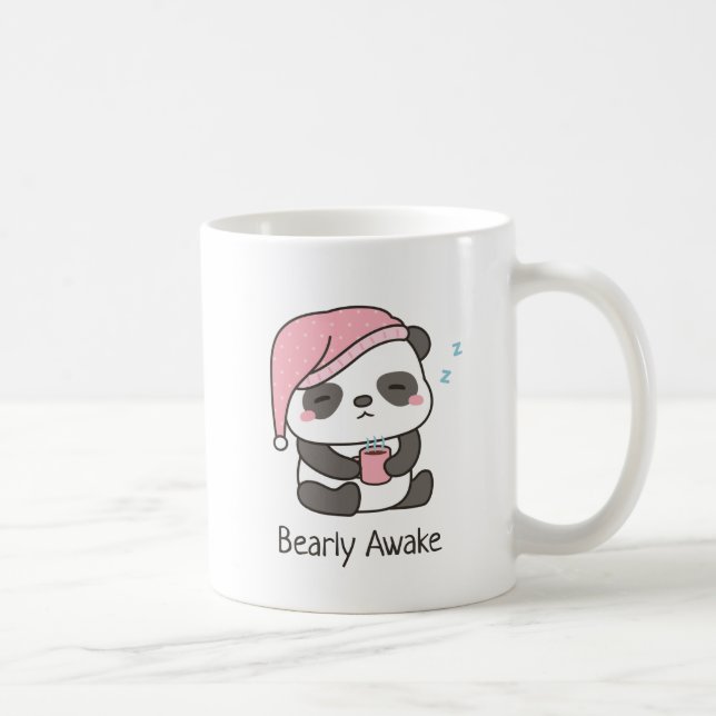 Niedlich Sleepy Panda Bearly Awake Spaß Kaffee Tas Kaffeetasse (Rechts)