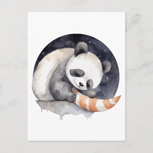 Niedlich Sleepy Panda Postkarte (Vorderseite)