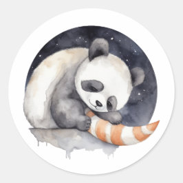 Niedlich Sleepy Panda Runder Aufkleber