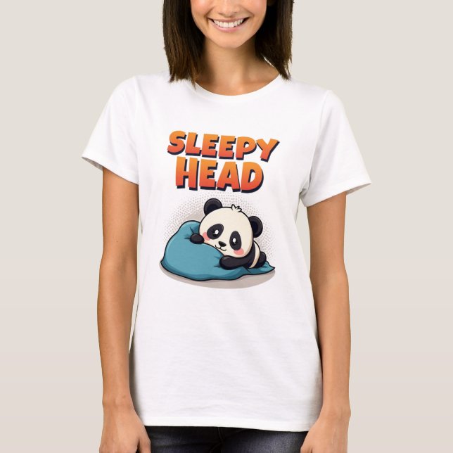 Niedlich Sleepy Panda "Sleepy Head" T - Shirt (Vorderseite)