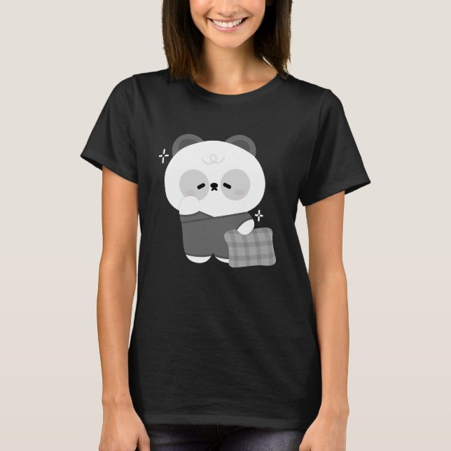 Niedlich Sleepy Panda T-Shirt (Vorderseite)