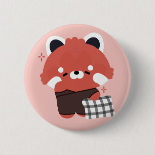 Niedlich Sleepy Red Panda Button
