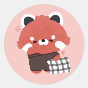 Niedlich Sleepy Red Panda Runder Aufkleber