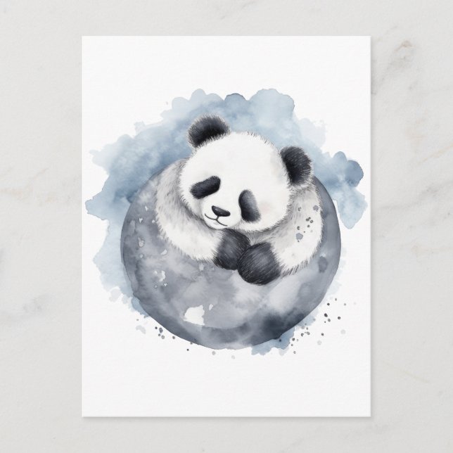 Niedlich Sleepy Watercolor Panda Postkarte (Vorderseite)