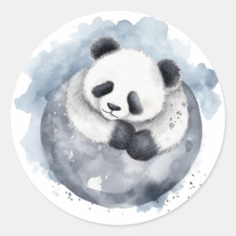 Niedlich Sleepy Watercolor Panda Runder Aufkleber