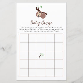 Niedlich Sloth Baby Shower Game Bingo Brown Kawaii