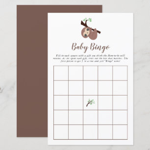 Niedlich Sloth Baby Shower Game Bingo Brown Kawaii